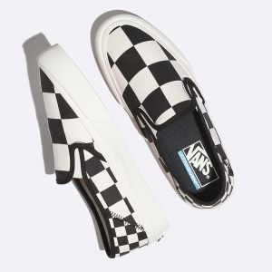 Vans Bayan Kaykay Ayakkabısı Mega Check Slip-On SF Siyah/Beyaz | 91696-259